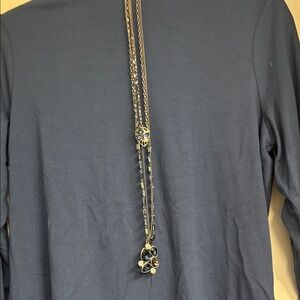 Blue and Silver Pendant Layered Necklace and Earrings